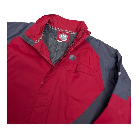 HELLY HANSEN Waterproof Snowboard Ski Red Y2K Winter Parka Jacket Mens XL - Picture 3 of 9